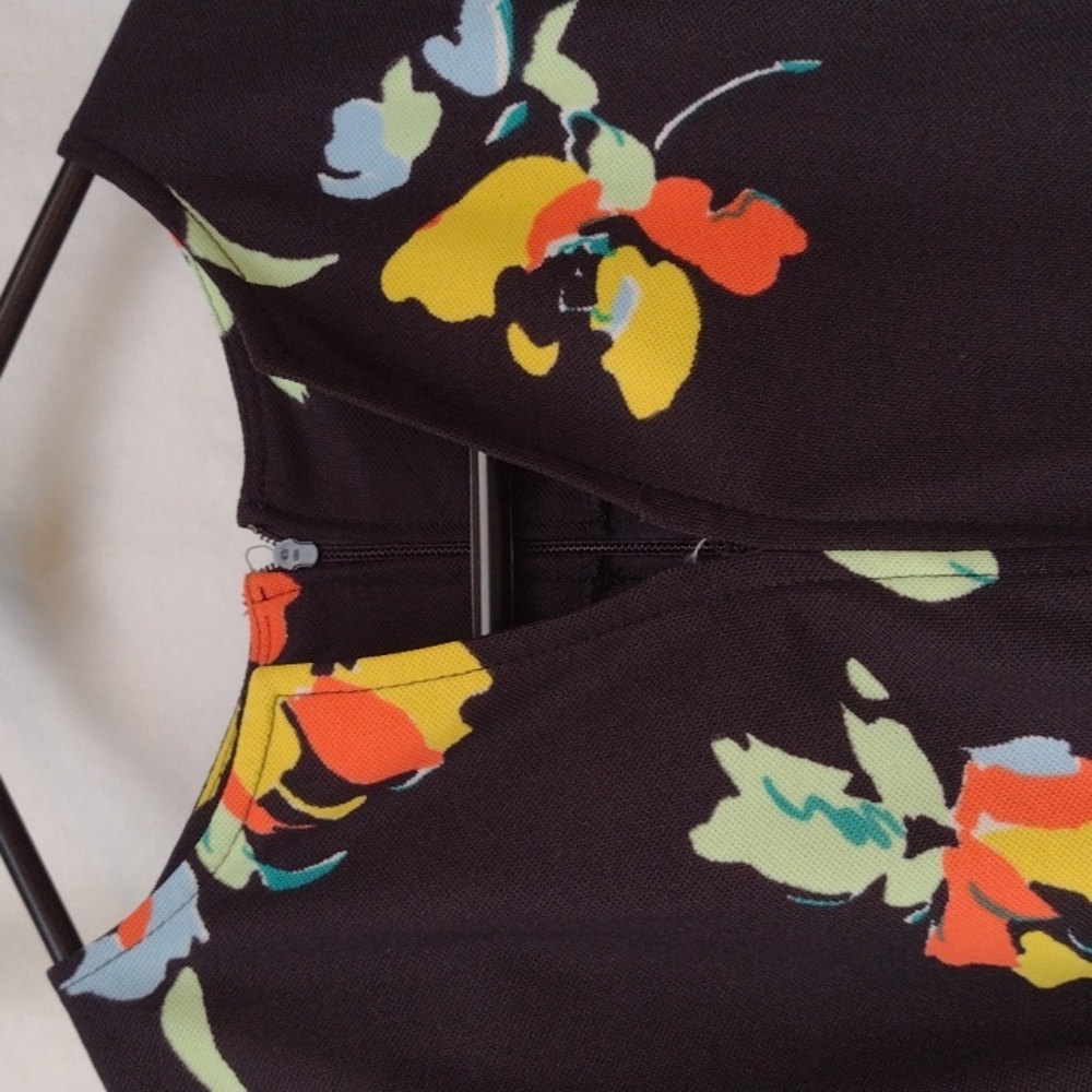 Vintage Mod Puritan Forever Young Black Floral Maxi Empire Dress L - Picture 3 of 9